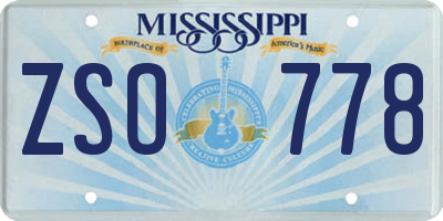 MS license plate ZSO778