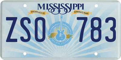 MS license plate ZSO783