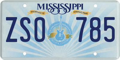 MS license plate ZSO785