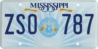MS license plate ZSO787