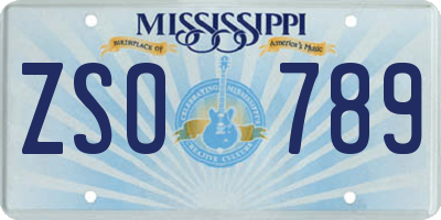 MS license plate ZSO789