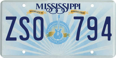 MS license plate ZSO794