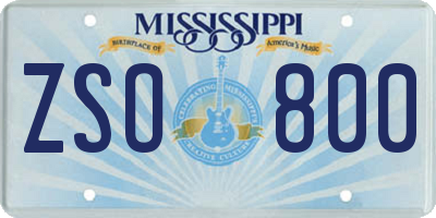MS license plate ZSO800