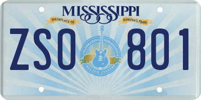 MS license plate ZSO801