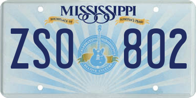 MS license plate ZSO802