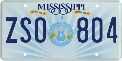 MS license plate ZSO804