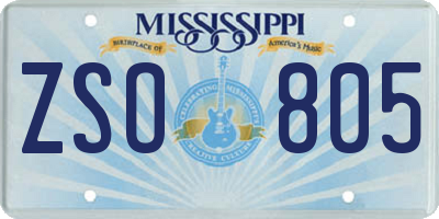 MS license plate ZSO805