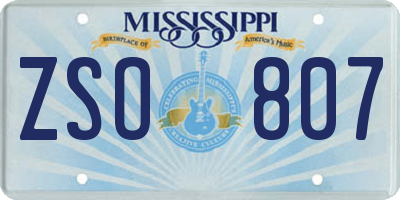 MS license plate ZSO807