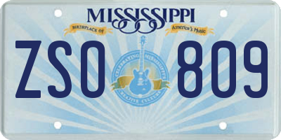 MS license plate ZSO809