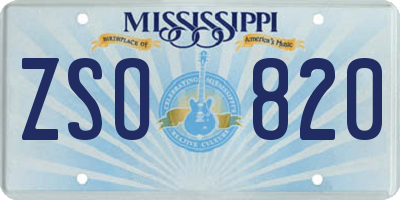 MS license plate ZSO820