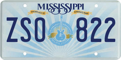MS license plate ZSO822