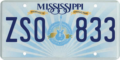 MS license plate ZSO833