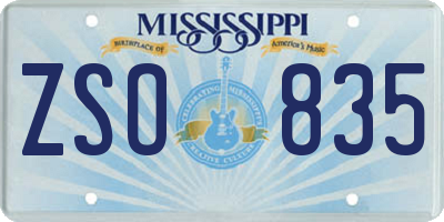 MS license plate ZSO835
