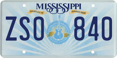 MS license plate ZSO840