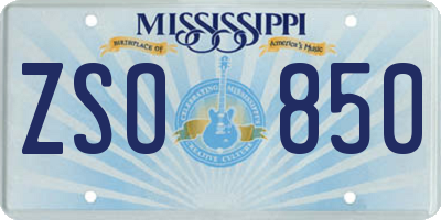 MS license plate ZSO850