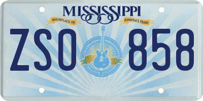 MS license plate ZSO858