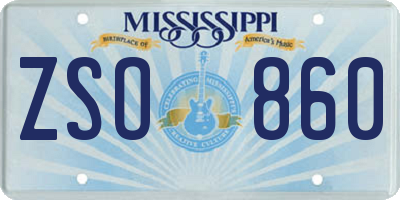 MS license plate ZSO860