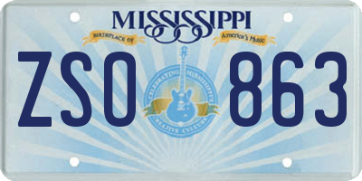 MS license plate ZSO863