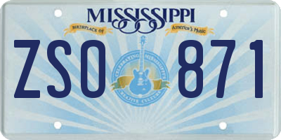 MS license plate ZSO871