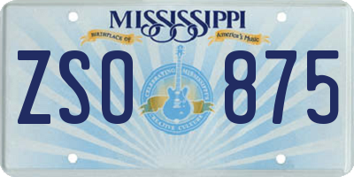 MS license plate ZSO875