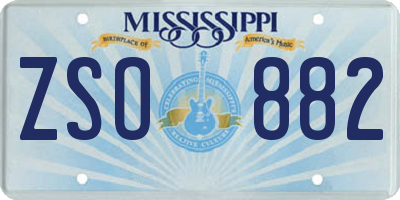 MS license plate ZSO882