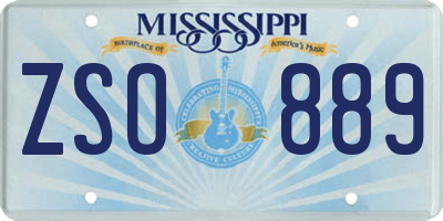 MS license plate ZSO889