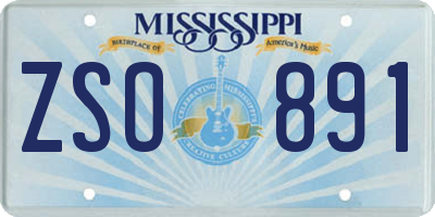 MS license plate ZSO891