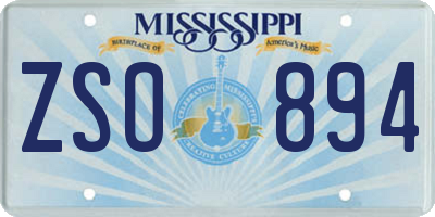 MS license plate ZSO894