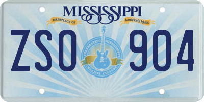 MS license plate ZSO904