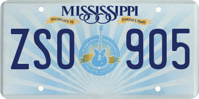 MS license plate ZSO905
