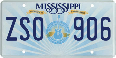 MS license plate ZSO906