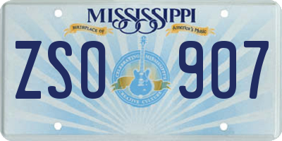 MS license plate ZSO907