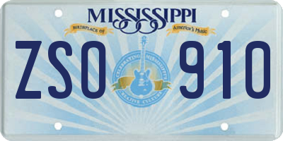MS license plate ZSO910