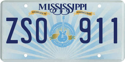 MS license plate ZSO911