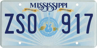 MS license plate ZSO917