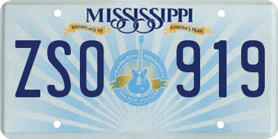 MS license plate ZSO919