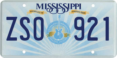 MS license plate ZSO921