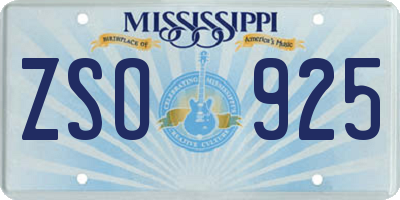 MS license plate ZSO925