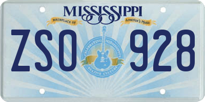 MS license plate ZSO928