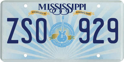 MS license plate ZSO929