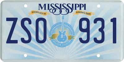 MS license plate ZSO931