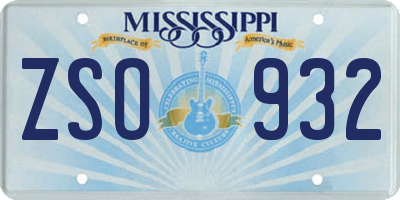 MS license plate ZSO932
