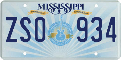MS license plate ZSO934
