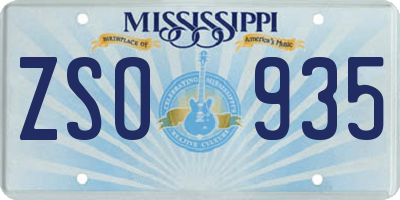 MS license plate ZSO935