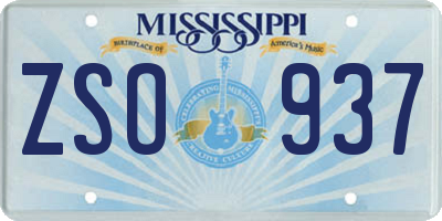 MS license plate ZSO937