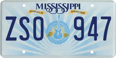 MS license plate ZSO947