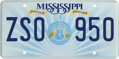 MS license plate ZSO950