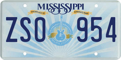 MS license plate ZSO954