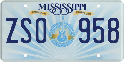 MS license plate ZSO958