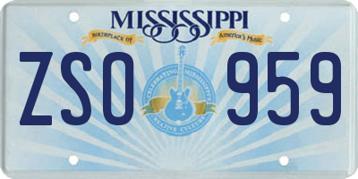 MS license plate ZSO959